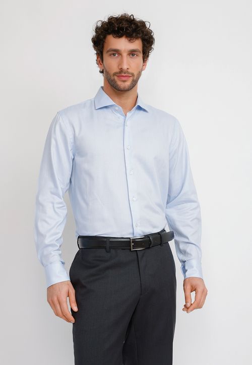 Camisa Hombre Formal Algodón Vercelli Celeste
