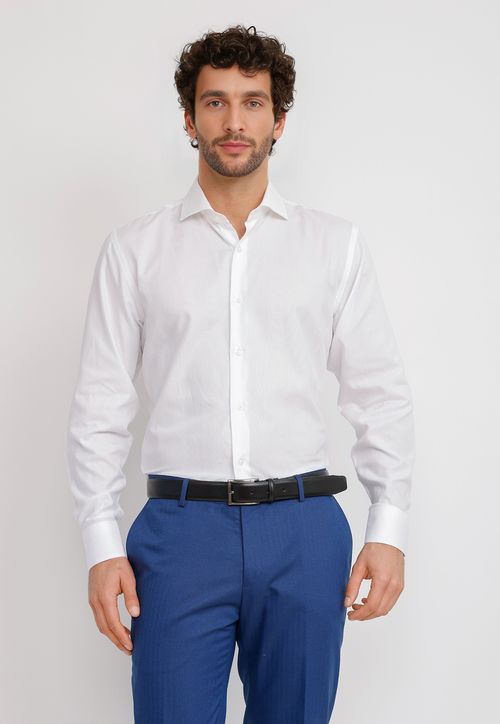 Camisa Hombre Formal Algodón Vercelli Blanco