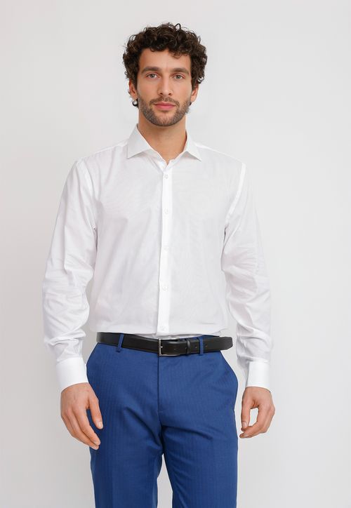 Camisa Hombre Formal Algodón Vercelli Blanco