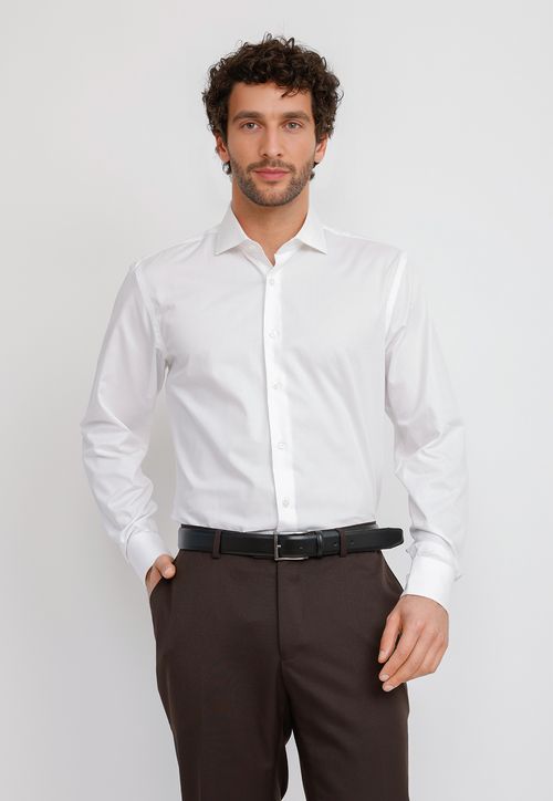 Camisa Hombre Formal Algodón Vercelli Blanco