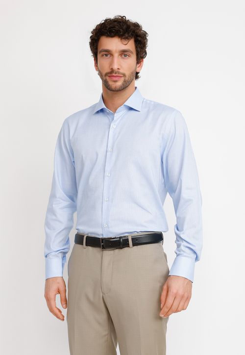 Camisa Hombre Formal Algodón Vercelli Celeste