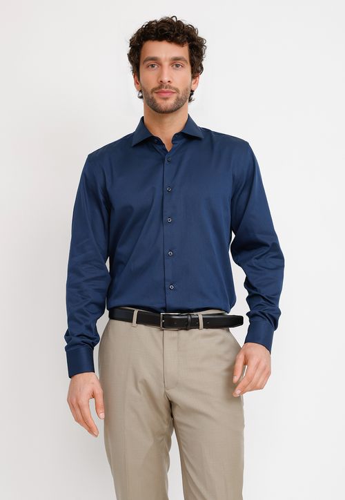 Camisa Hombre Formal Algodón Vercelli Azul Marino
