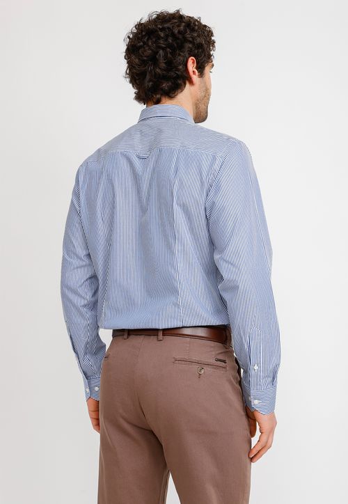 Camisa Rayada Algodón Europe Azul Marino