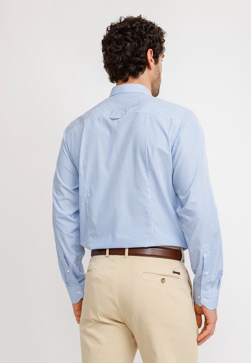 Camisa Rayada Algodón Europe Celeste
