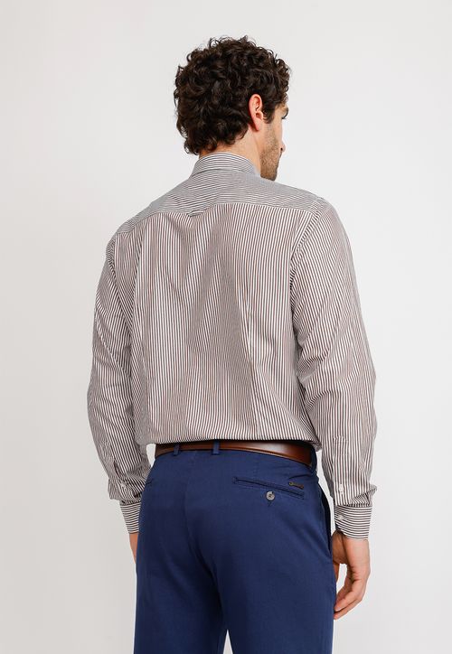 Camisa Rayada Algodón Europe Café