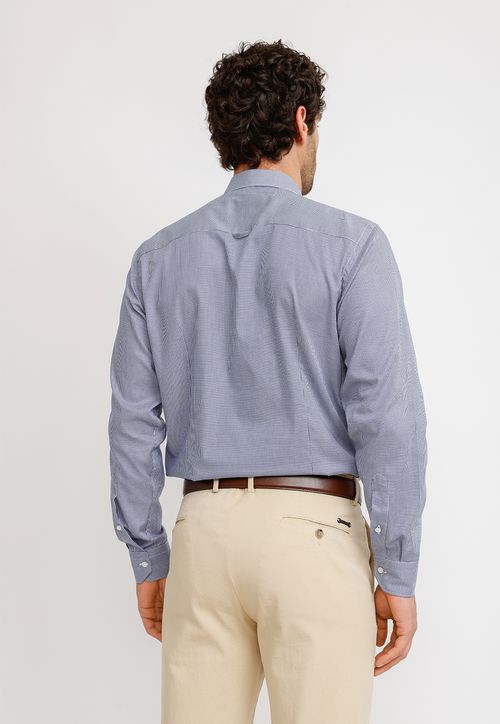 Camisa Pied De Poule Algodón Europe Azul Marino