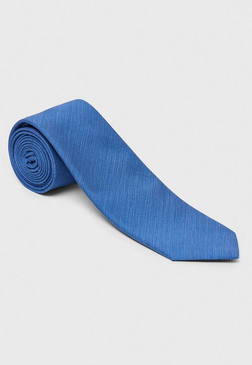 Corbata Hombre Formal Seda Liso Travel Azul