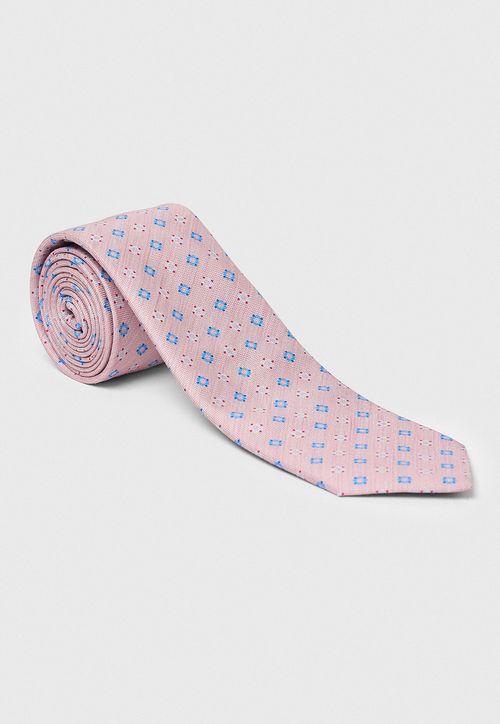 Corbata Hombre Formal Seda Microdiseño Travel Rosado