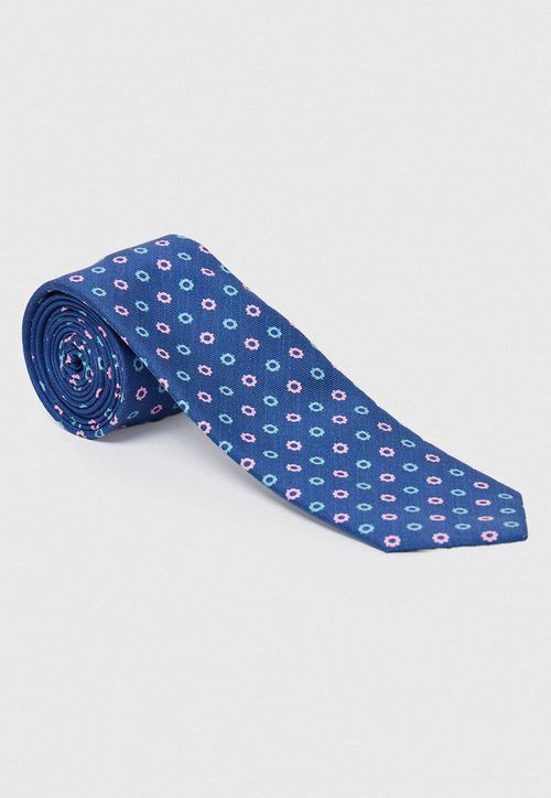 Corbata Hombre Formal Seda Microdiseño Travel Azul