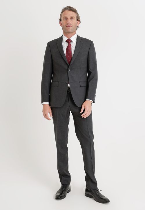 Traje Formal Hombre Mezcla Lana Liso Slim Executive Negro