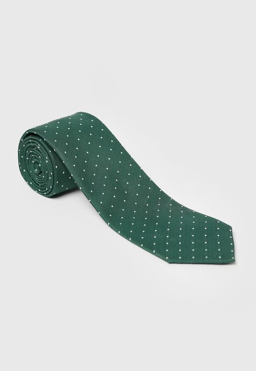 Corbata Formal Hombre Seda Puntos Classic Verde