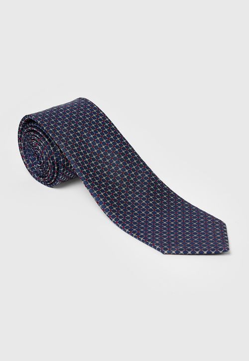 Corbata Formal Hombre Seda Microdiseño Classic Azul Marino