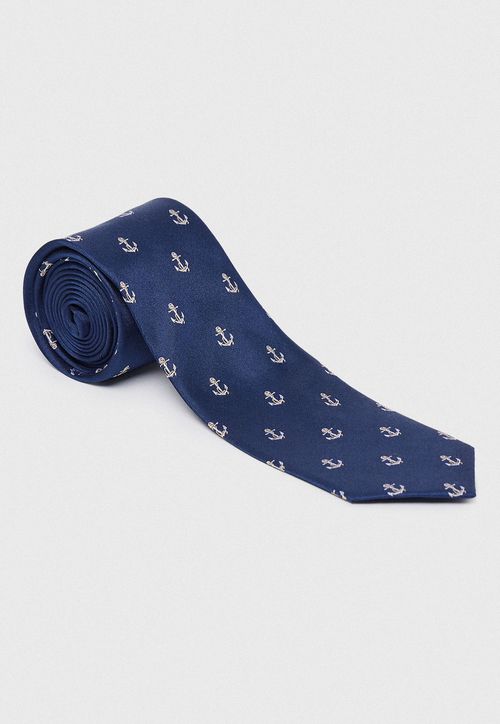 Corbata Hombre Formal Seda Fantasía Travel Azul Marino
