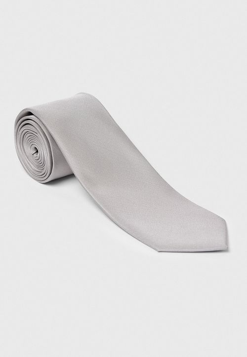 Corbata Formal Hombre Seda Lisa Classic Gris Claro