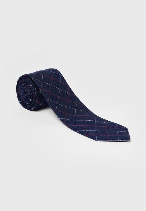 Corbata Formal Hombre Seda Cuadros Classic Azul Marino