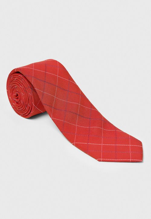 Corbata Formal Hombre Seda Cuadros Classic Naranja