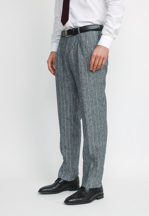 Pantalón Hombre Formal Lino Classic Azul Marino