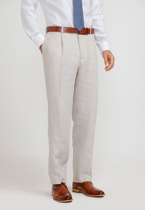 Pantalón Hombre Formal Lino Mix&Color Beige