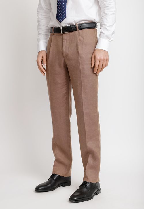 Pantalón Hombre Formal Lino Mix&Color Café