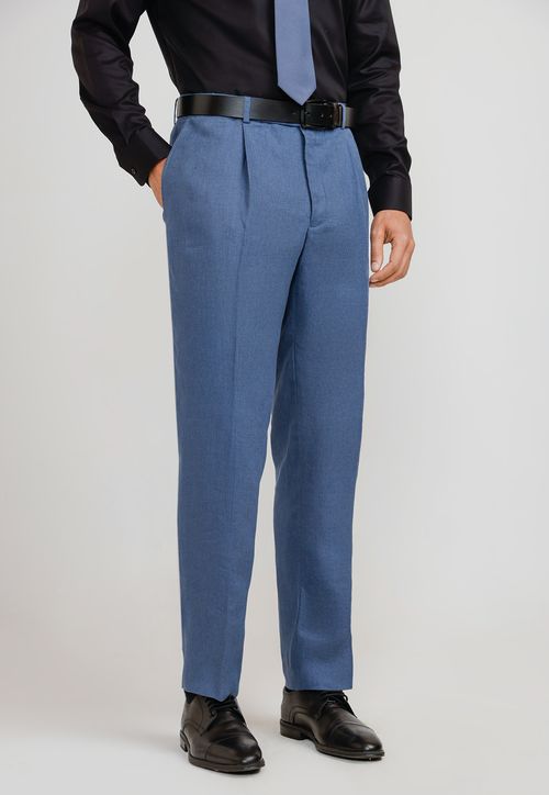 Pantalón Hombre Formal Lino Mix&Color Azul