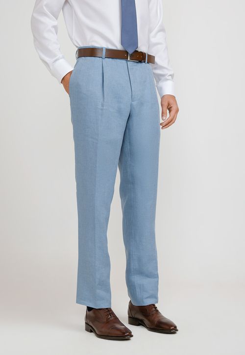Pantalón Hombre Formal Lino Mix&Color Celeste