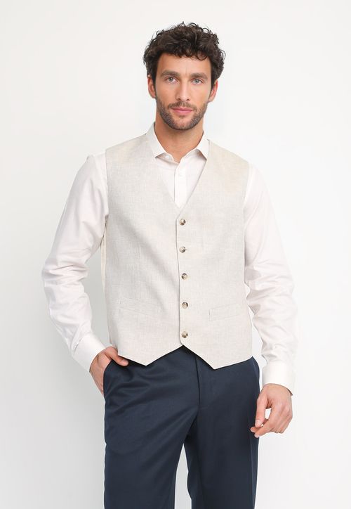Gilet Hombre Formal Lino Classic Beige