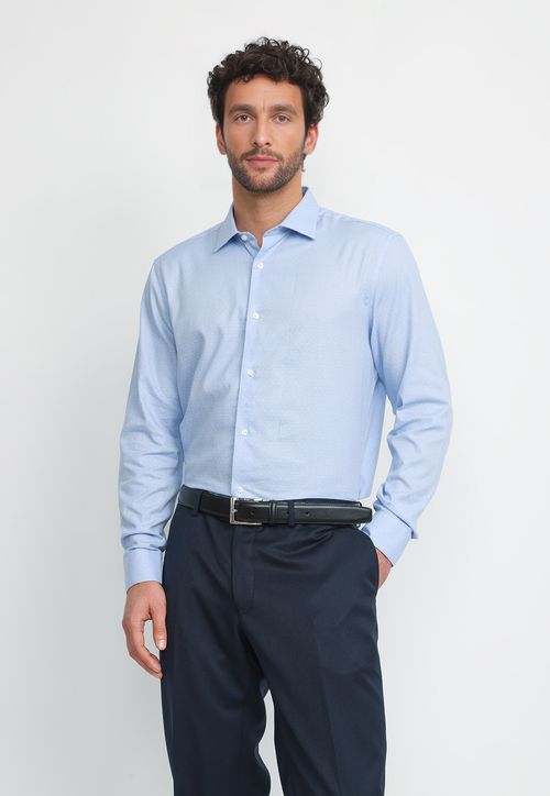 Camisa Hombre Formal Algodón Dynamic Celeste