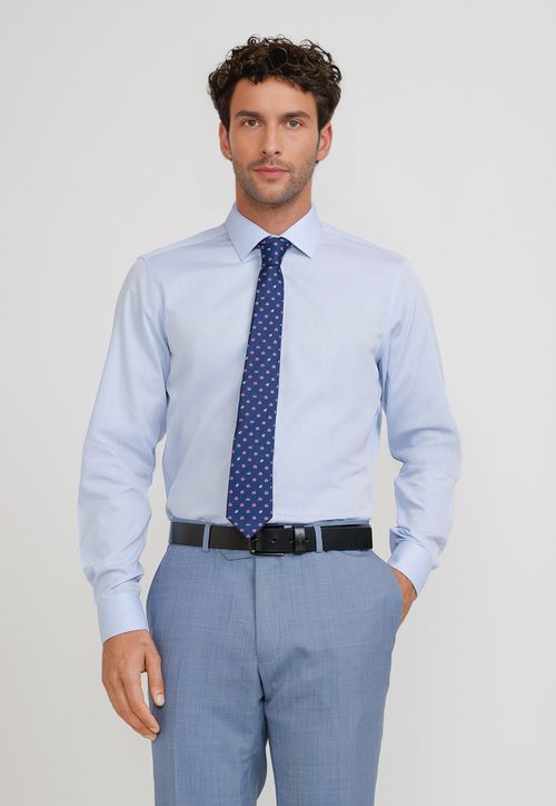 Camisa Hombre Formal Algodón Classic Celeste
