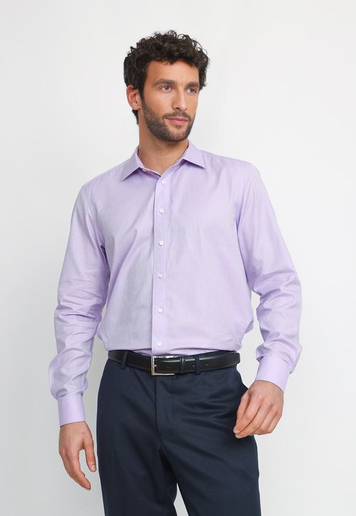 Camisa Hombre Formal Algodón Non Iron Lila