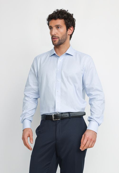 Camisa Hombre Formal Algodón Travel Azul