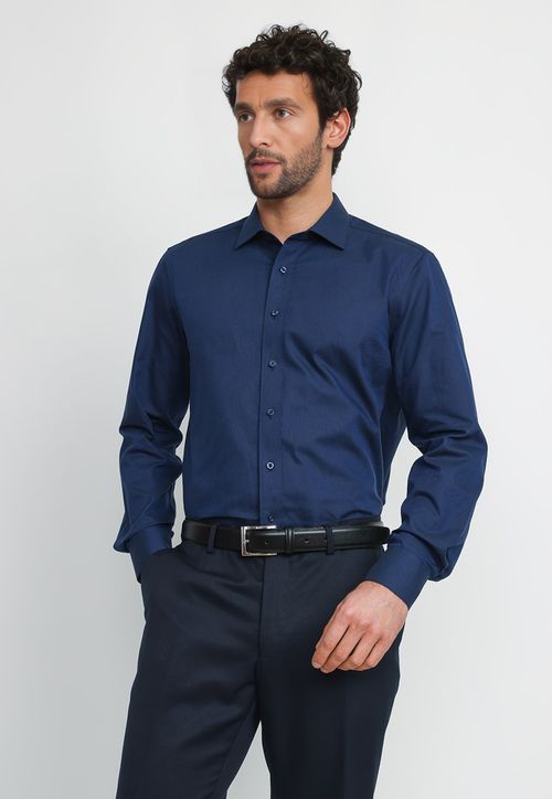Camisa Hombre Formal Algodón Non Iron Azul Marino