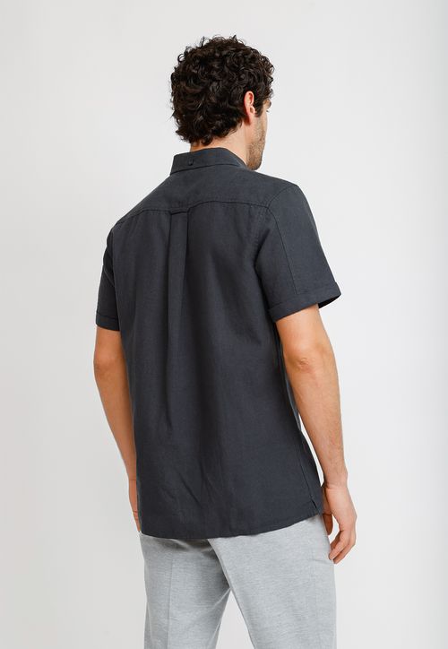 Camisa Lino Algodón Boris Gris Oscuro