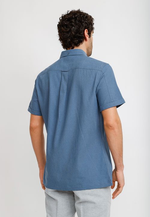 Camisa Lino Algodón Boris Azul