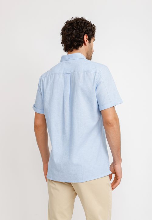 Camisa Lino Algodón Boris Celeste