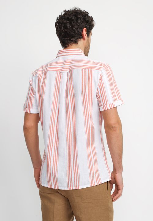 Camisa Rayada Lino Algodón Blasco Coral