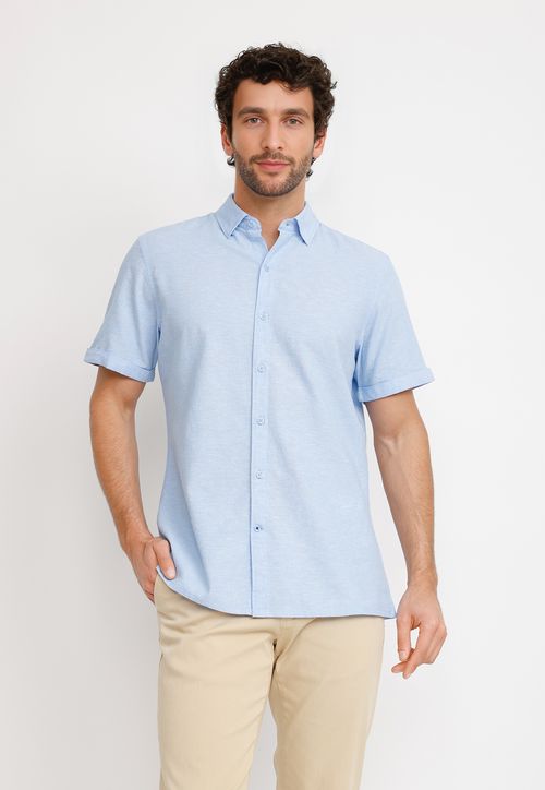 Camisa Lino Algodón Boris Celeste