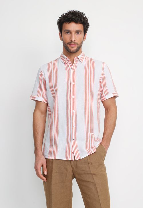 Camisa Rayada Lino Algodón Blasco Coral