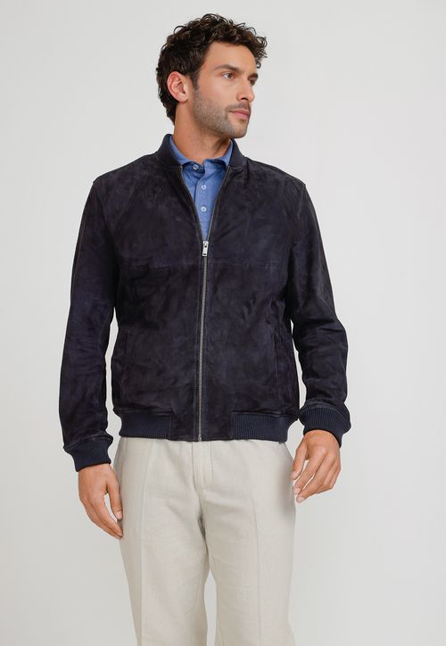 Chaqueta Bomber Gamuza Amaro Azul Marino