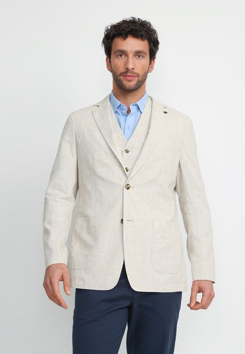 Chaqueta Hombre Lino Algodón Caden Beige