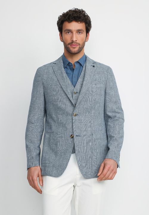Chaqueta Hombre Lino Algodón Caden Azul Marino
