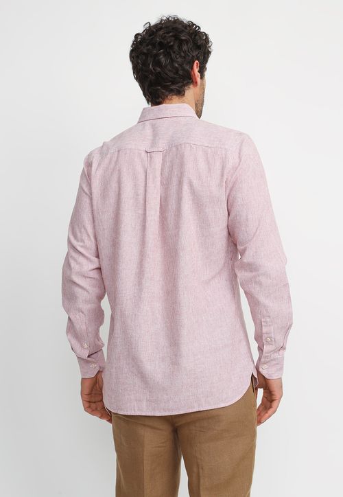 Camisa Rayada Lino Algodón Bruno Naranjo