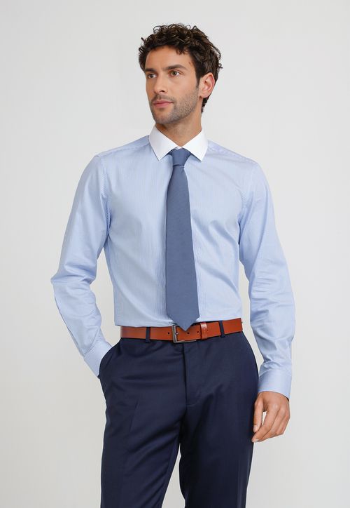 Camisa Hombre Formal Algodón Classic Azul Marino