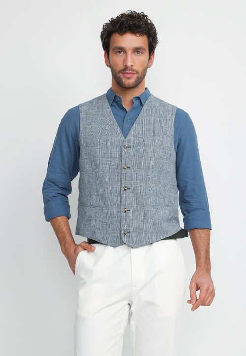 Gilet Hombre Lino Algodón Caden Azul Marino