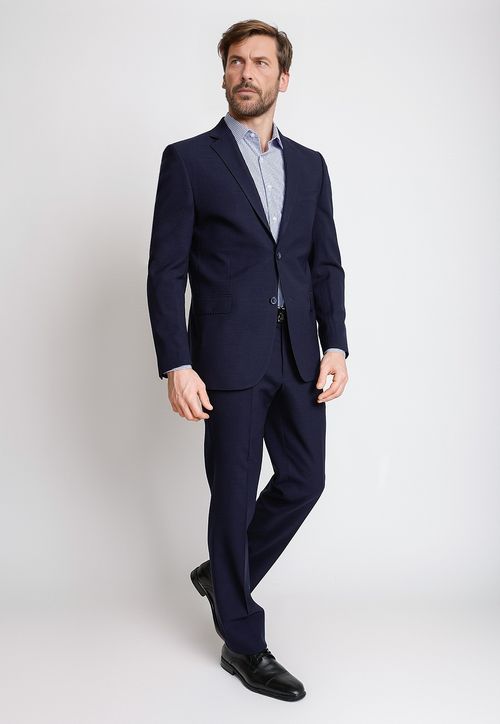 Traje Formal Hombre Lana Virgen Fantasía Slim Vercelli Azul Marino