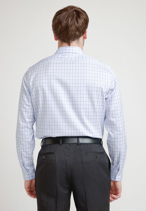 Camisa Hombre Formal Travel Blanco/Celeste