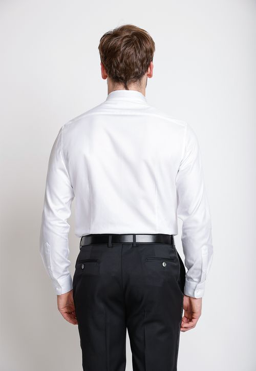 Camisa Formal Hombre Algodón Textura Slim Luxury Blanco