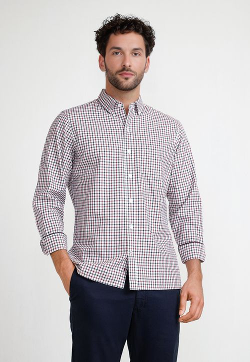 Camisa Cuadros Hombre Bellagio Burdeo