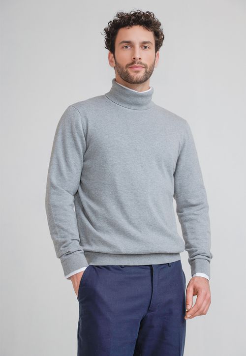 Sweater Hombre Cuello Alto Phastos Gris Melange