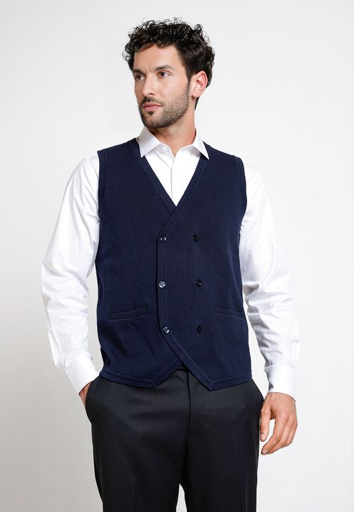 Gillet Tejido Hombre Formal Azul Marino