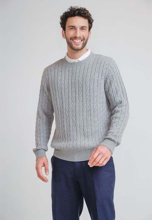 Sweater Hombre Trenzado Phantom Gris Melange